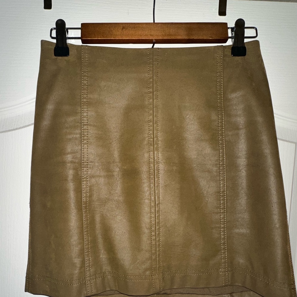 Free People Vegan Leather Skirt - Olive